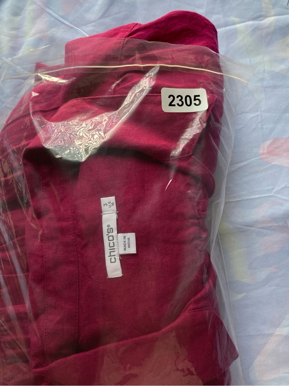 100% Linen Short Sleeve V-Neck Midi Dress w/Pockets in Raspberry | chico’s - Picture 13 of 13